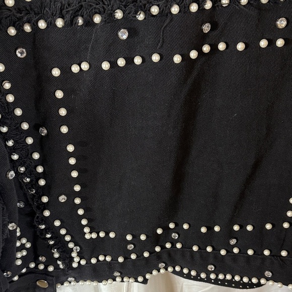 SALT PEARL STUDDED BLACK DENIM JACKET M - Picture 11 of 13